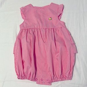 Pink gingham Masters Kids 12-18m bubble outfit
